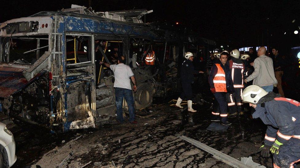 Scene of blast in Ankara. 13 March 2016