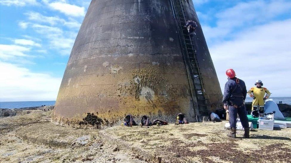 Base of Chicken Rock Lighthouse