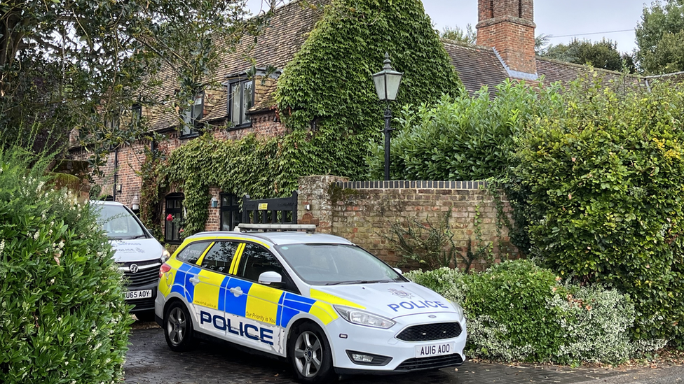 Police car in property on Lady's Drove, Emneth