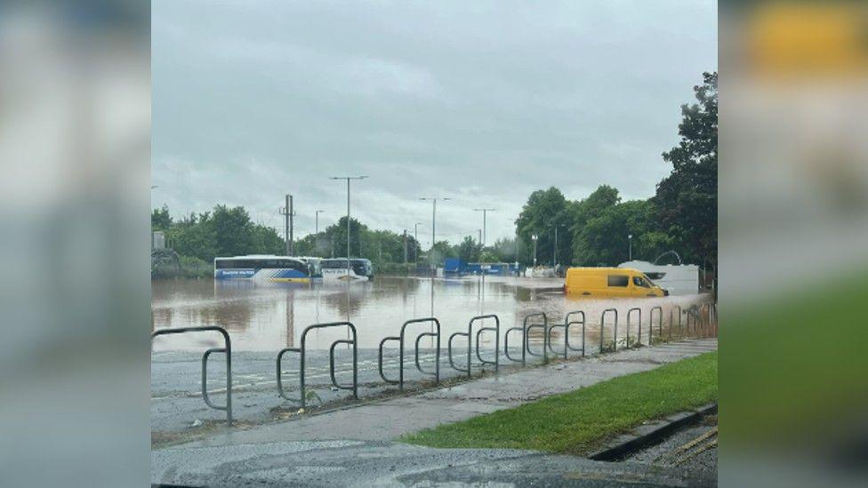 Flooding at Castle car park in Carlisle  