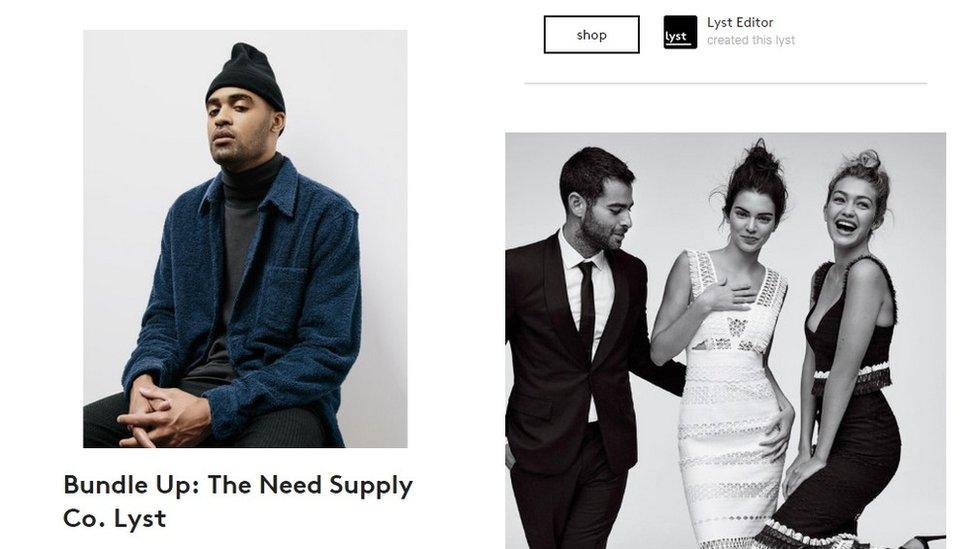 Screengrab from Lyst website