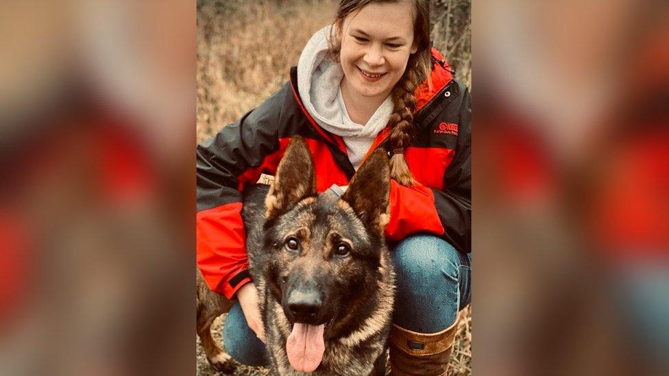 Duke and new handler Emily Cockerill