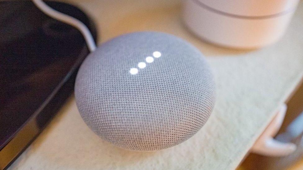 A Google Home Mini smart speaker