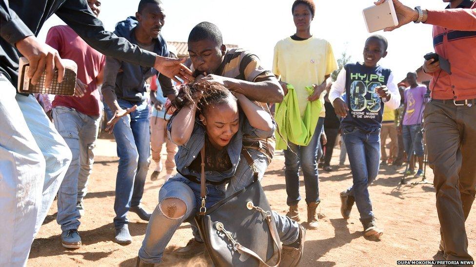 A woman attacked at church service