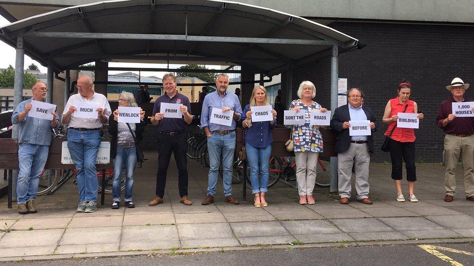 Protesters outside Shirehall in Shrewsbury