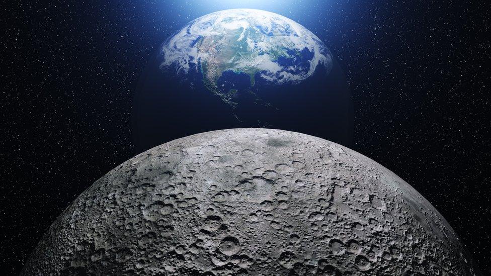 Graphic of the Moon and the Earth