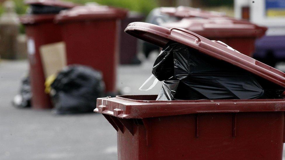 Bins awaiting collection