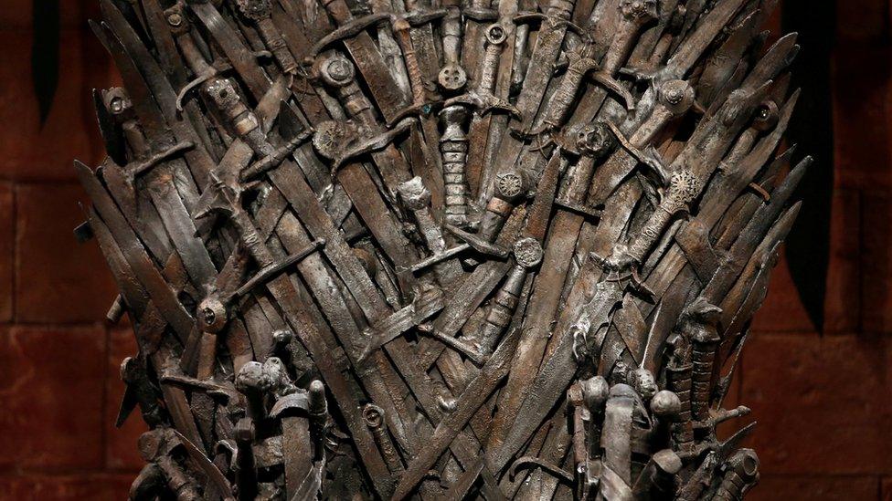 The Iron Throne on set in Northern Ireland