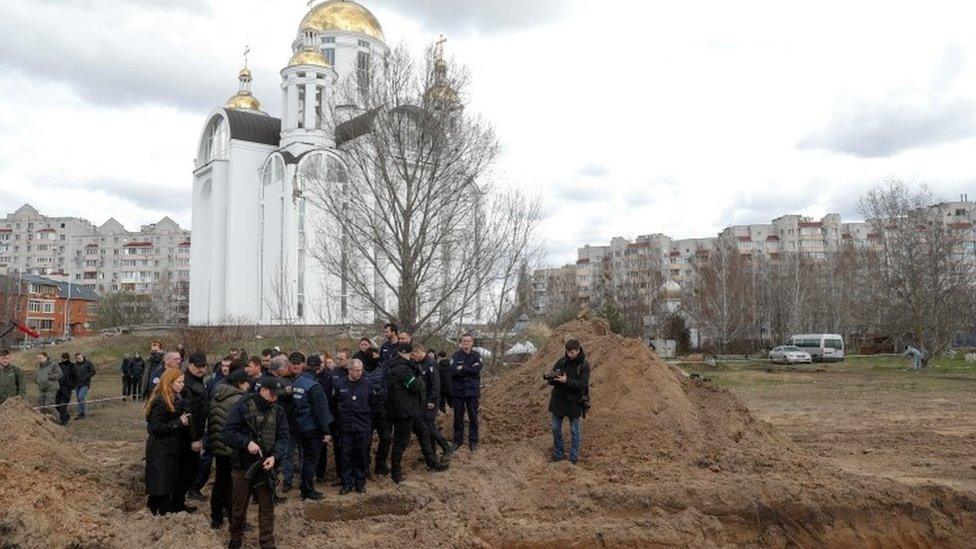 French forensics investigators, who arrived to Ukraine for the investigation of war crimes amid Russia's invasion,