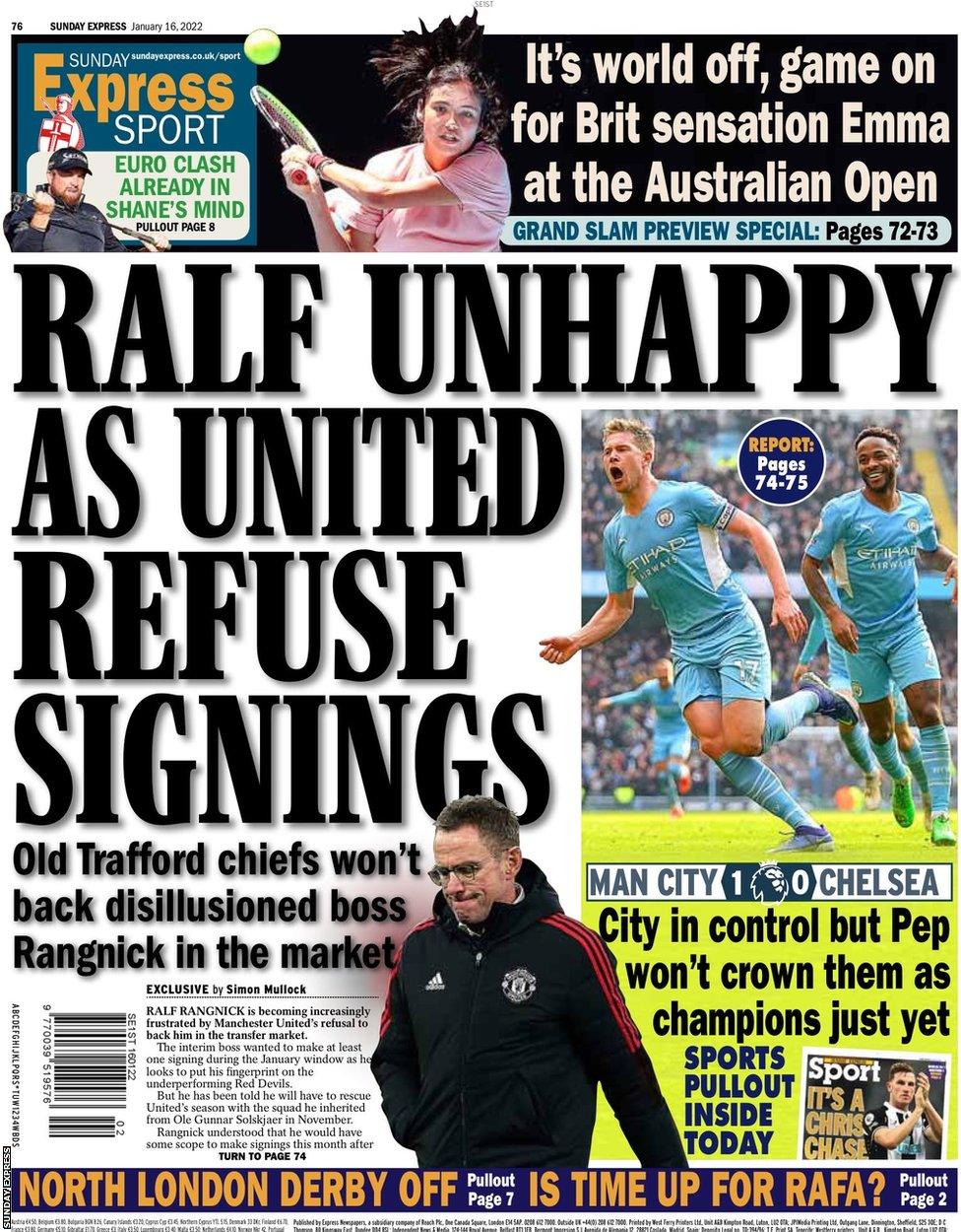 The back page of the Sunday Express