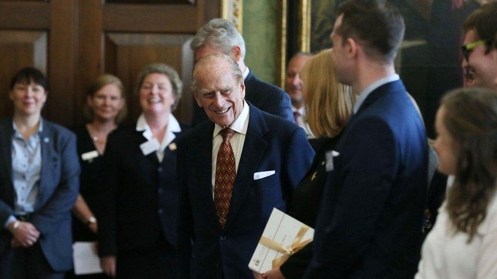 The Duke of Edinburgh hosts the Duke of Edinburgh's Award gold award presentations at Hillsborough Castle, Co Down, 25 May 2017