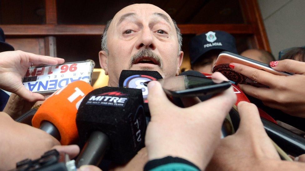 Gabriel Attis, chief of the naval base where the ARA San Juan submarine sailed from, speaks during a news conference in Mar del Plata, Argentina November 17, 2018