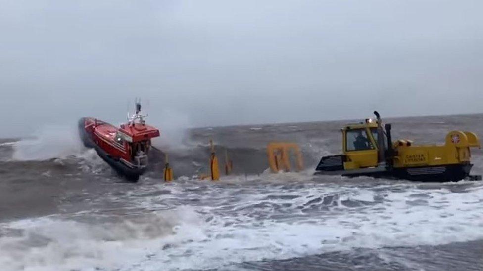 Caister Lifeboat launches