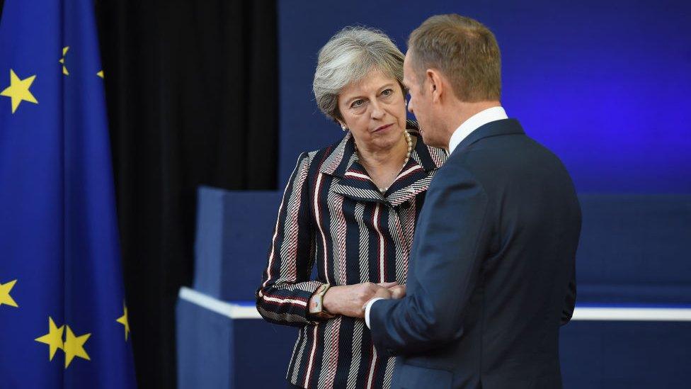 Theresa May and Donald Tusk