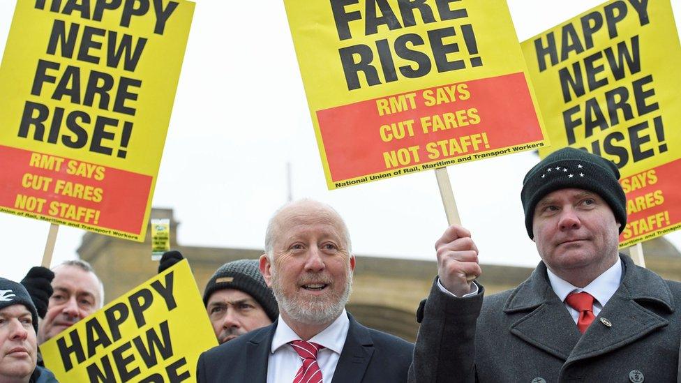 Shadow Transport Secretary Andy McDonald at rail fare increase protest