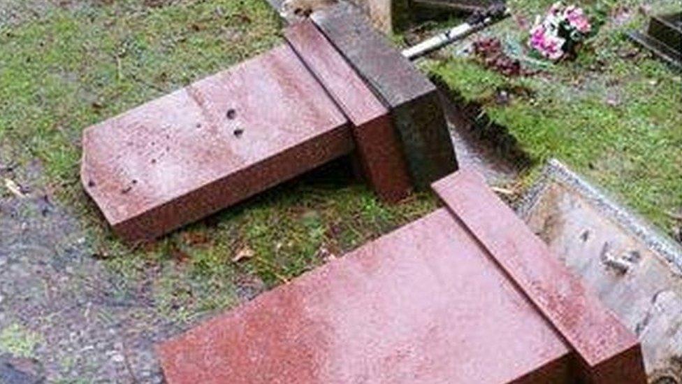 Vandalised graves in Ferndale