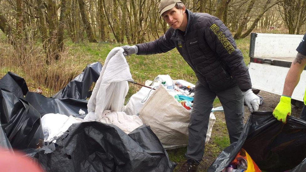 Litter being gathered