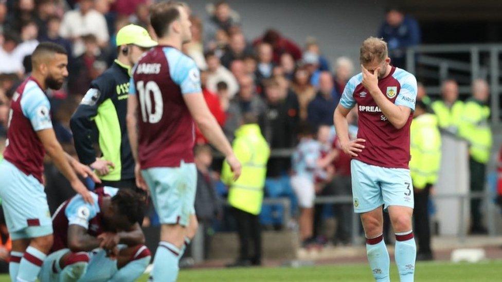 Burnley looking dejected post match