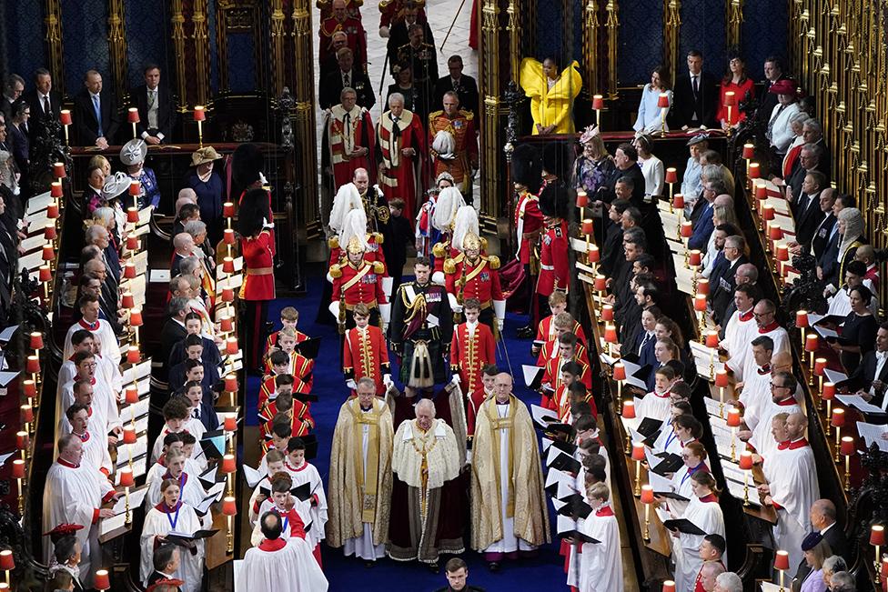 King Charles III arrives for his coronation at Westminster Abbey