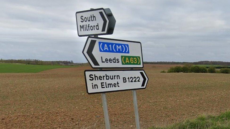 Road sign on B1222