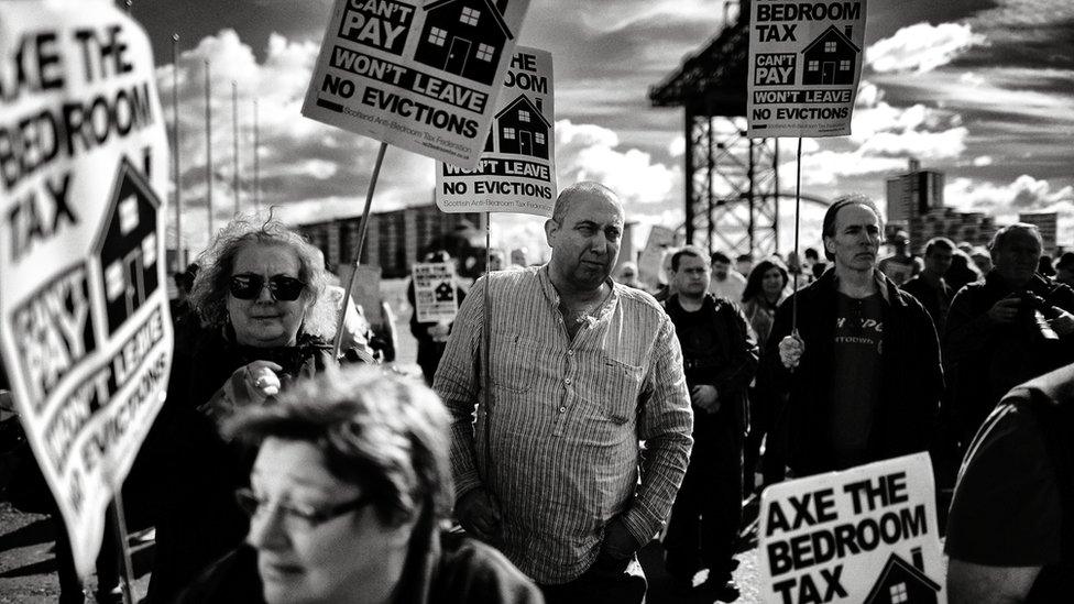 Protesters against the so-called "bedroom tax" campaign outside the Liberal Democrats' autumn conference in 2013