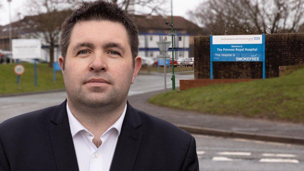 Shaun Davies outside Princess Royal Hospital