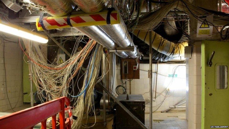 Plant room in the basement of the Palace of Westminster