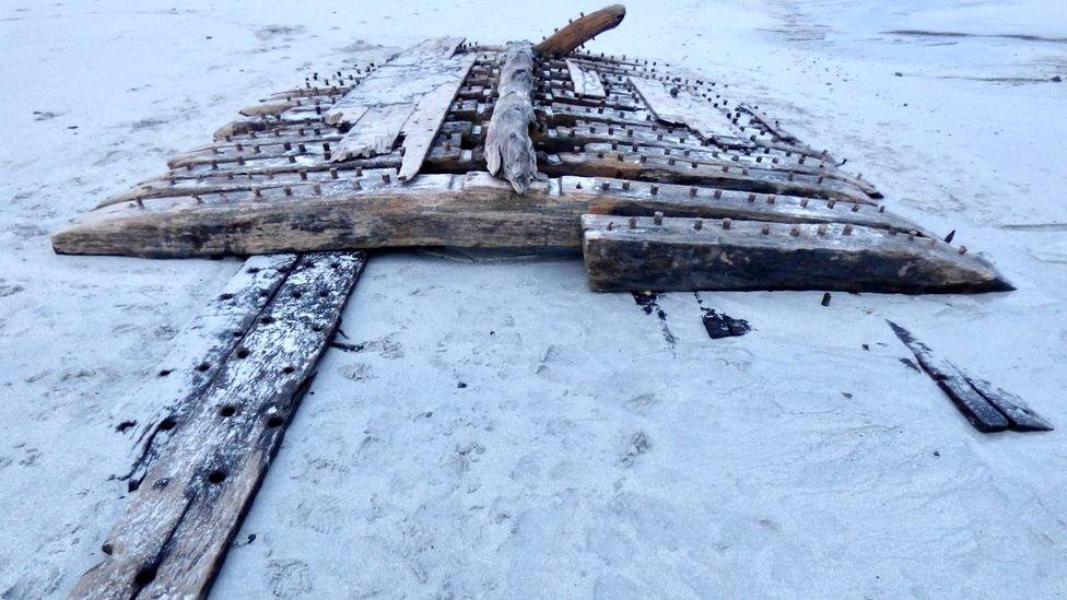 Wreckage on Sanday beach