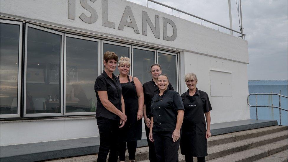 Staff of the Labworth cafe. Linda, Vicky, Kirsty, Carly and Gill.