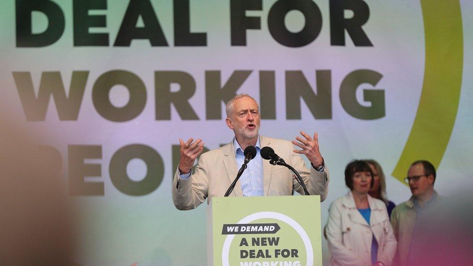 Labour leader Jeremy Corbyn speaking to a TUC rally in Hyde Park