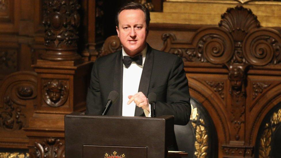 David Cameron making speech in Hamburg on 12 February 2016