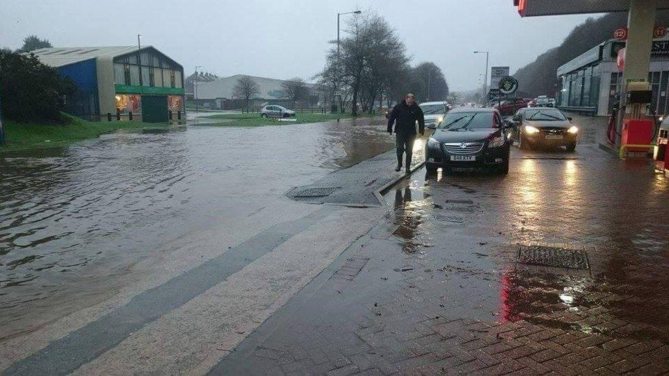 Flooding on Caernarfon Road, Bangor