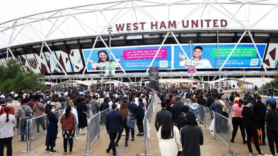 Queue outside the London stadium