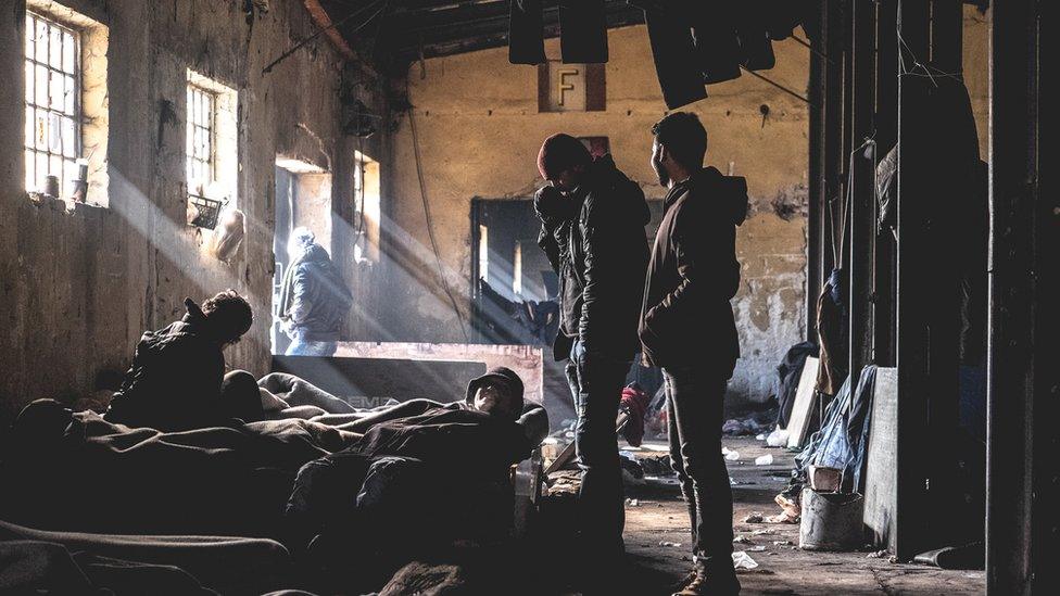 Refugees in a Belgrade squat