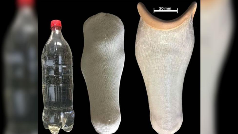 Prosthetic limb socket made from recycled plastic bottles