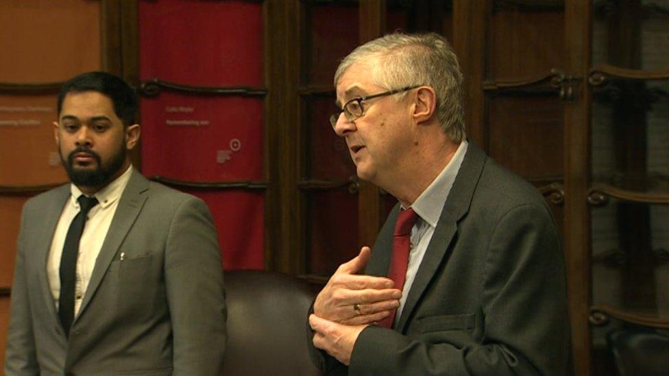 Mark Drakeford addressing the vigil