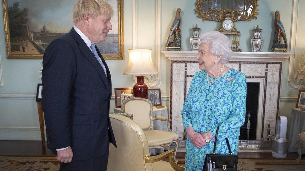 Boris Johnson pictured with the Queen on 24 July at Buckingham Palace where she invited him to become Prime Minister.