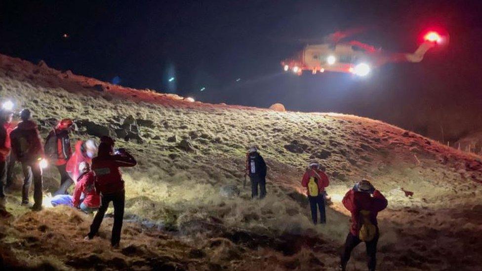 Coastguard helicopter arrives on scene