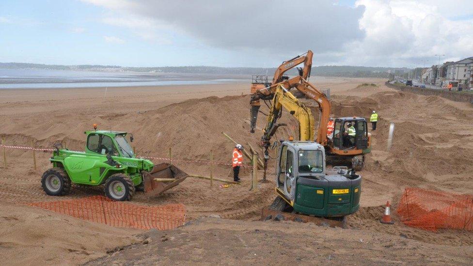 sand dunes being created at Swansea beach