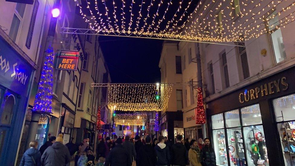 Christmas lights on Strand Street, Douglas