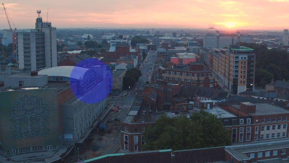 The former Co-Op and BHS building in Hull with corridor highlighted