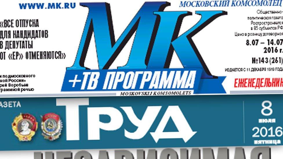 Russian newspaper logos