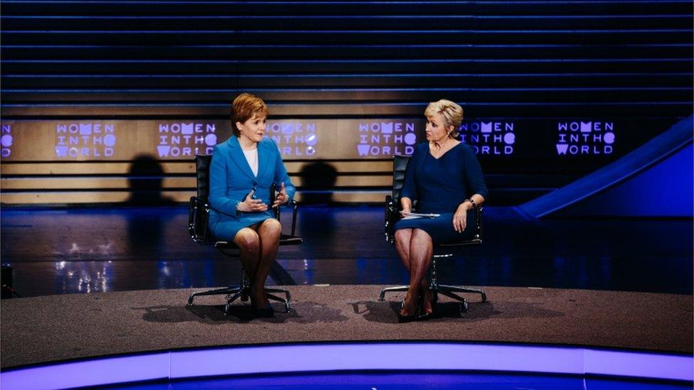 First Minister Nicola Sturgeon in a conversation with British journalist Tina Brown during a session of the Women in the World Summit in New York