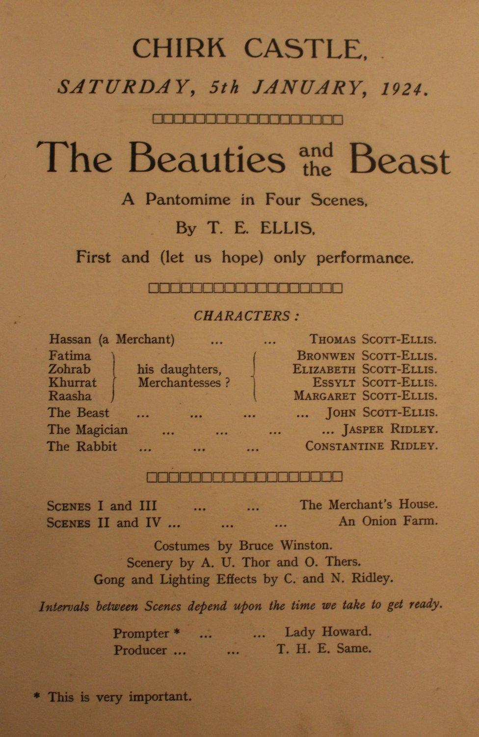 Pantomime programme cover