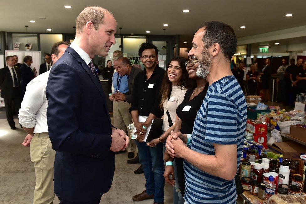 Prince William meeting people at Grenfell relief centre