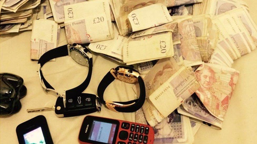 Cash and phones used for dealing drugs