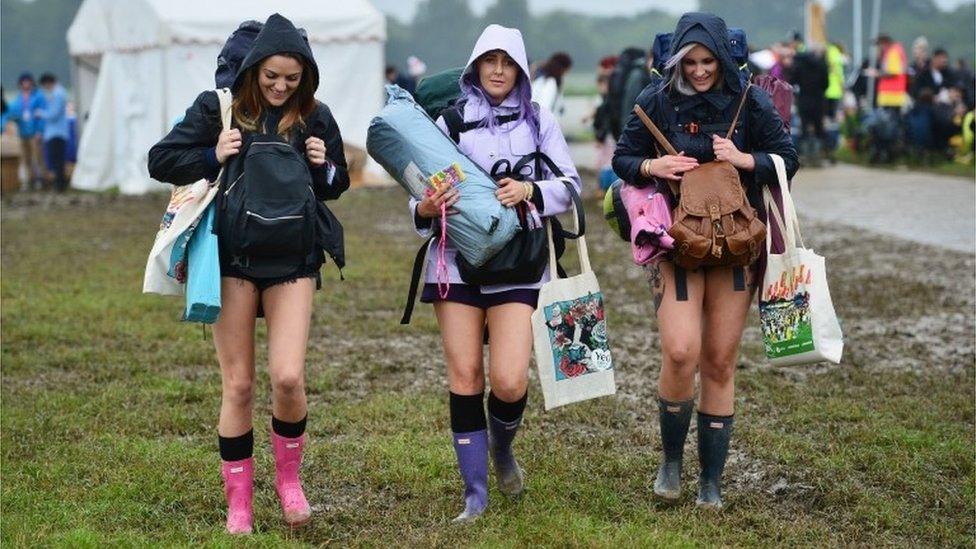 Festival-goers arrive