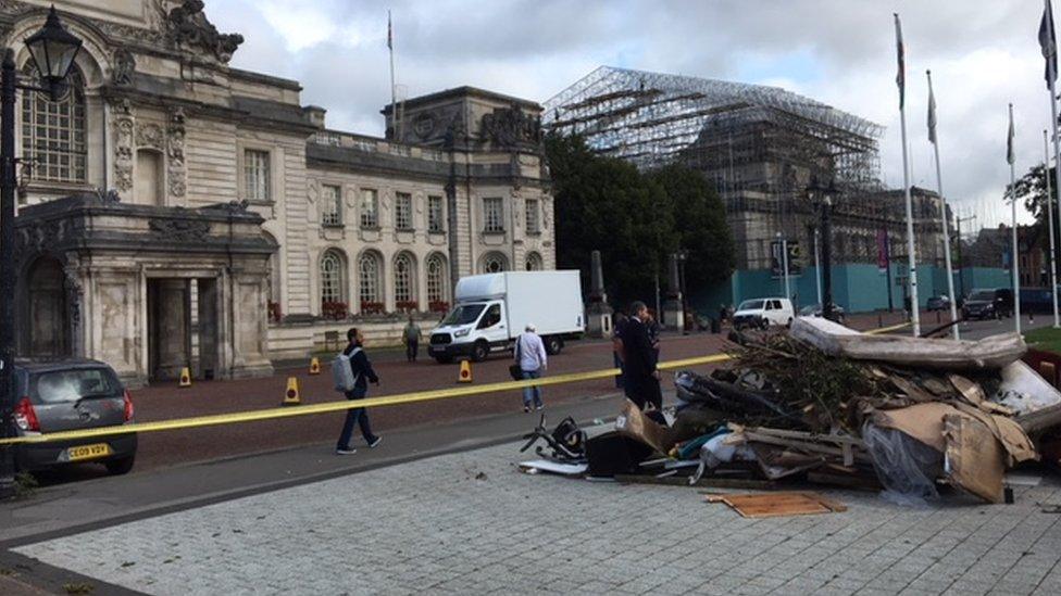 Fly tipping outside city hall