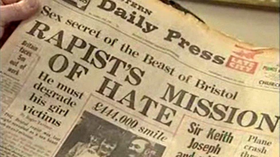 1979 copy of Western Daily Press with the headline Rapist's Mission of Hate