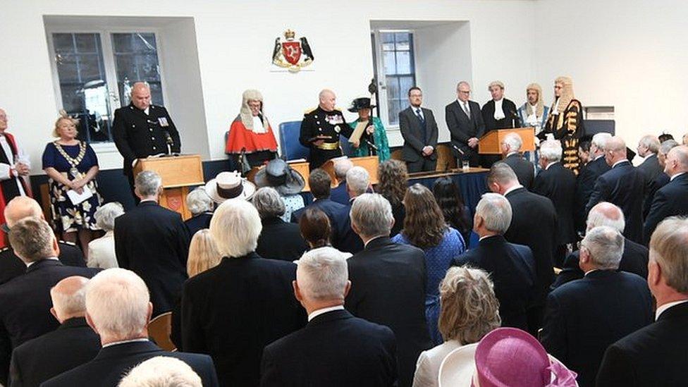 Lieutenant Governor swearing-on in the Castle Rushen courtroom